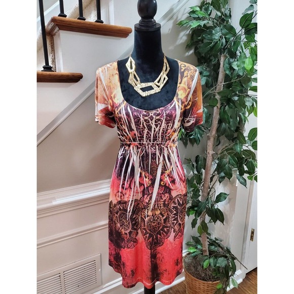 DNLA Sport Women's Polyester Scoop Neck Short Sleeve Knee Length Dress Size L - Picture 1 of 10